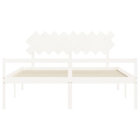 Seniorenbed met hoofdbord massief hout wit 6
