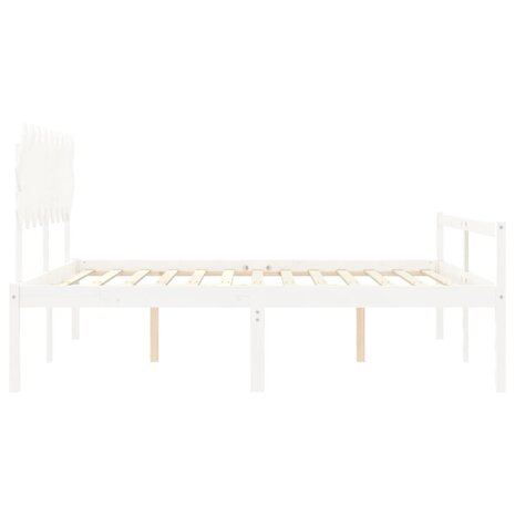 Seniorenbed met hoofdbord massief hout wit 7