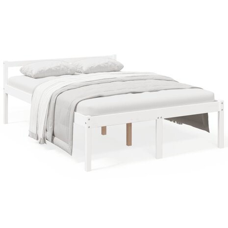Seniorenbed massief grenenhout wit 135x190 cm 2