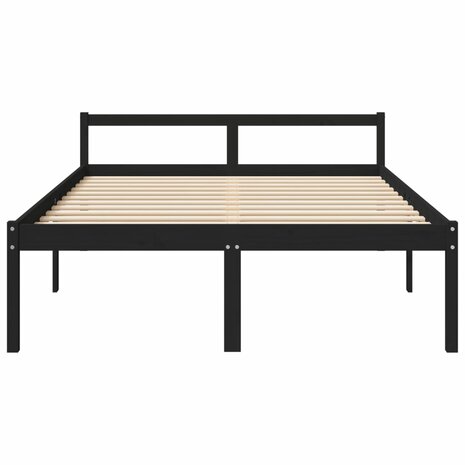 Seniorenbed massief grenenhout zwart 150x200 cm 4