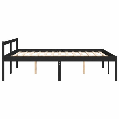 Seniorenbed massief grenenhout zwart 150x200 cm 5