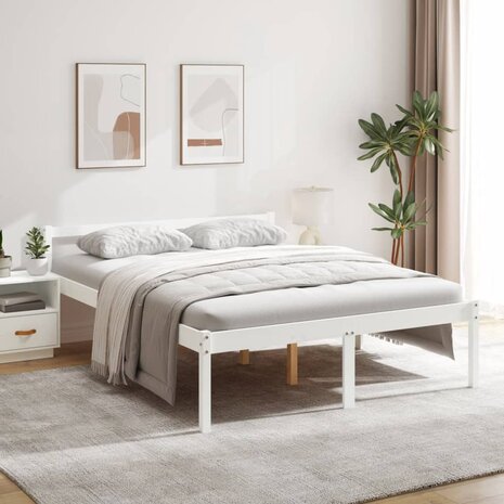 Seniorenbed massief grenenhout wit 160x200 cm 1