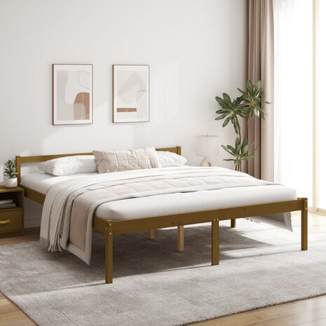 Seniorenbed massief grenenhout honingbruin 200x200 cm 1