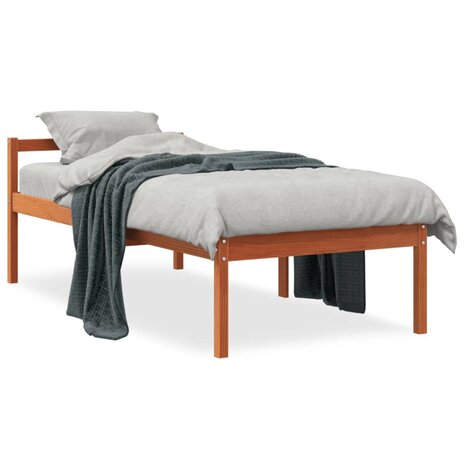 Seniorenbed massief grenenhout wasbruin 75x190 cm 2