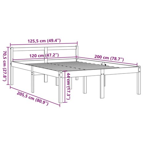 Seniorenbed massief grenenhout wasbruin 120x200 cm 9