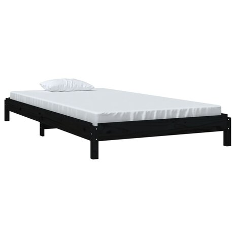 Bed stapelbaar 100x200 cm massief grenenhout zwart 3