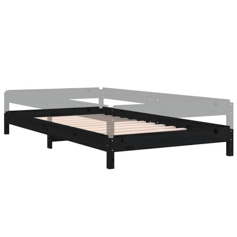 Bed stapelbaar 100x200 cm massief grenenhout zwart 6