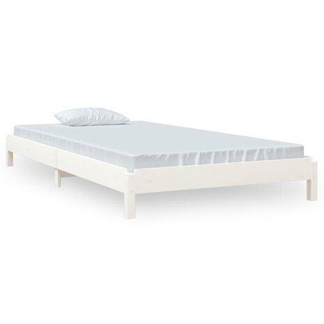 Bed stapelbaar 90x200 cm massief grenenhout wit 2