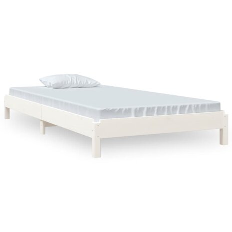 Bed stapelbaar 90x190 cm massief grenenhout wit 2