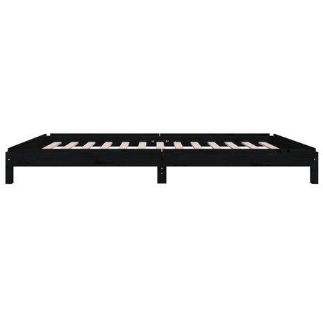 Bed stapelbaar 75x190 cm massief grenenhout zwart 9