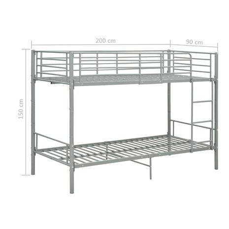 Stapelbed metaal grijs 90x200 cm 8