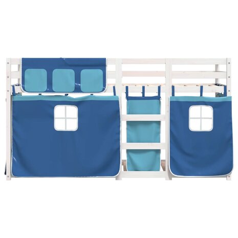 Stapelbed met gordijnen 80x200 cm massief grenenhout blauw 5