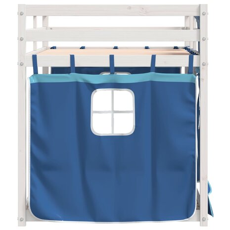 Stapelbed met gordijnen 80x200 cm massief grenenhout blauw 6