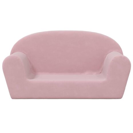 Kinderbank 2-zits zacht pluche roze 3