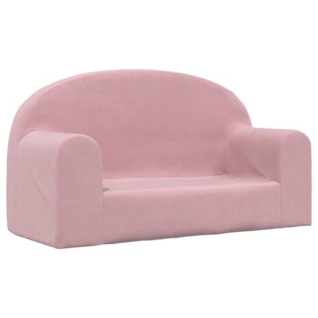 Kinderbank 2-zits zacht pluche roze 2