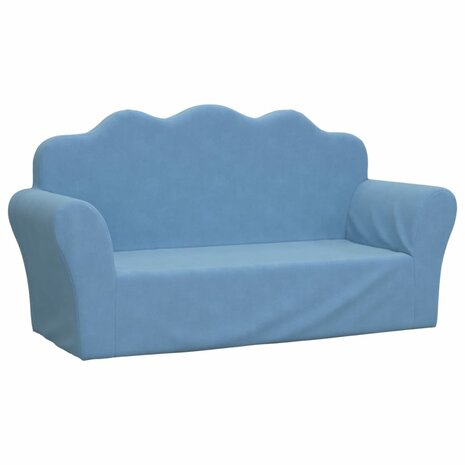 Kinderbank 2-zits zacht pluche blauw 2