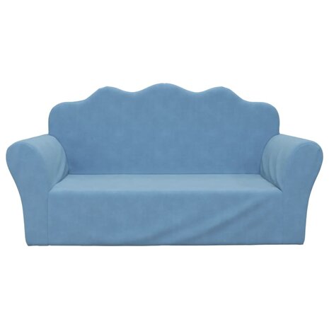 Kinderbank 2-zits zacht pluche blauw 3