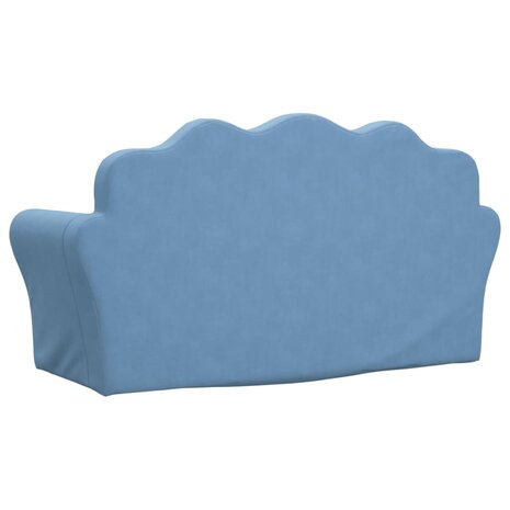 Kinderbank 2-zits zacht pluche blauw 5