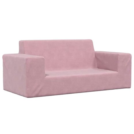 Kinderbank 2-zits zacht pluche roze 1
