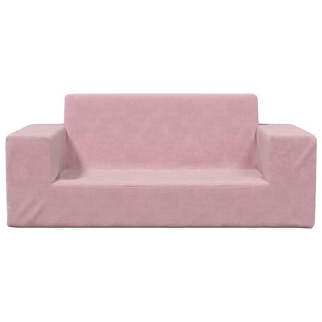 Kinderbank 2-zits zacht pluche roze 3