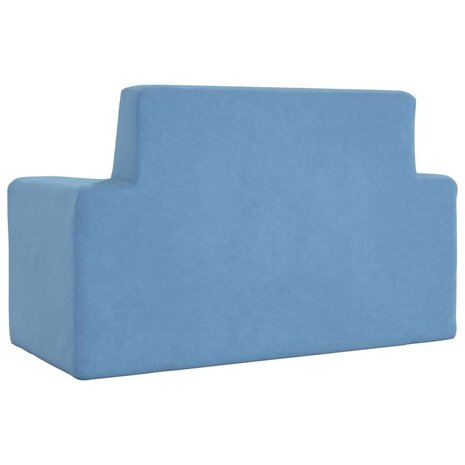 Kinderbank 2-zits zacht pluche blauw 5
