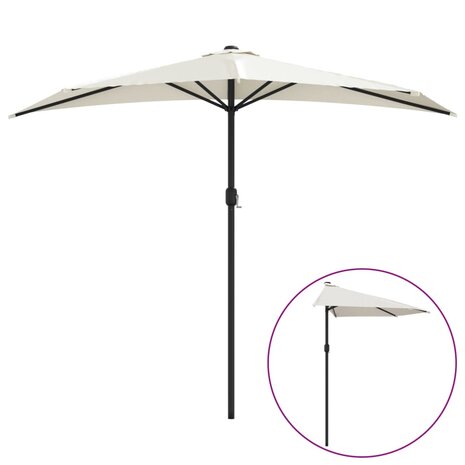 Balkonparasol half met aluminium paal 270x144 cm zandkleurig 2