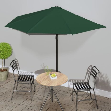 Balkonparasol half met aluminium paal 300x155 cm groen 1