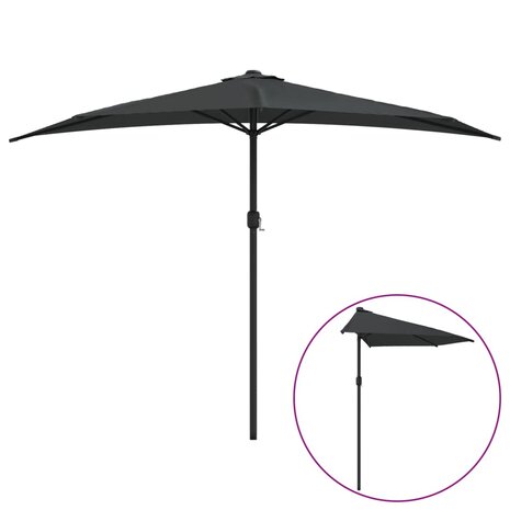 Balkonparasol half met aluminium paal 300x155 cm antraciet 2