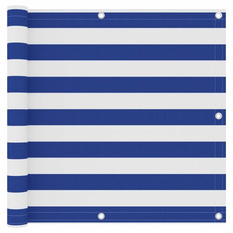 Balkonscherm 90x300 cm oxford stof wit en blauw 1