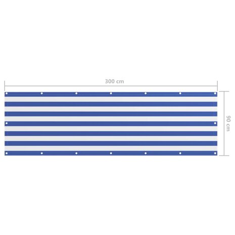 Balkonscherm 90x300 cm oxford stof wit en blauw 5