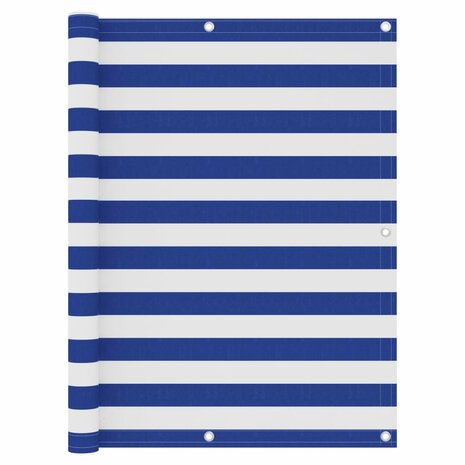 Balkonscherm 120x500 cm oxford stof wit en blauw 1
