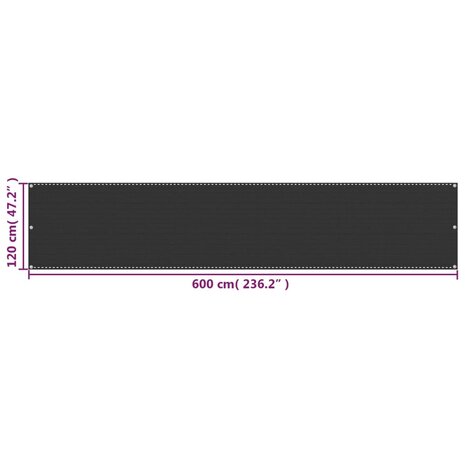 Balkonscherm 120x600 cm HDPE antracietkleurig 5