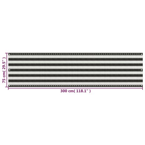 Balkonscherm 75x300 cm HDPE antracietkleurig en wit 5