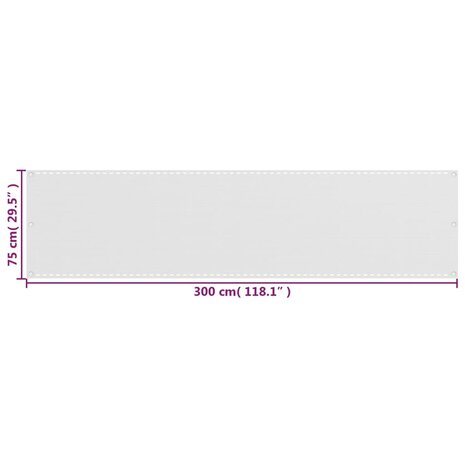 Balkonscherm 75x300 cm HDPE wit 5