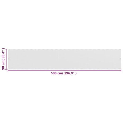 Balkonscherm 90x500 cm HDPE wit 5