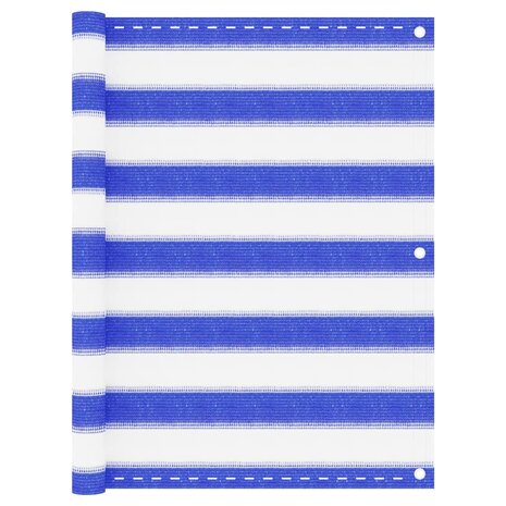 Balkonscherm 75x400 cm HDPE blauw en wit 1