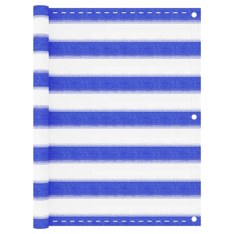 Balkonscherm 75x500 cm HDPE blauw en wit 1