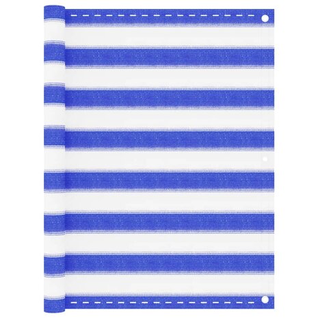 Balkonscherm 90x400 cm HDPE blauw en wit 1