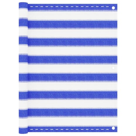 Balkonscherm 90x500 cm HDPE blauw en wit 1
