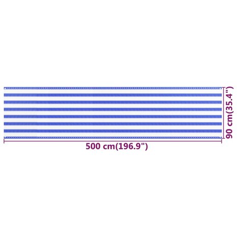 Balkonscherm 90x500 cm HDPE blauw en wit 5