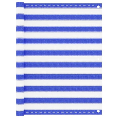 Balkonscherm 120x300 cm HDPE blauw en wit 1