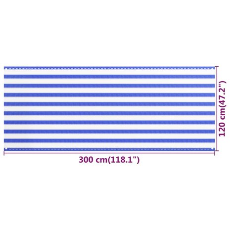 Balkonscherm 120x300 cm HDPE blauw en wit 5