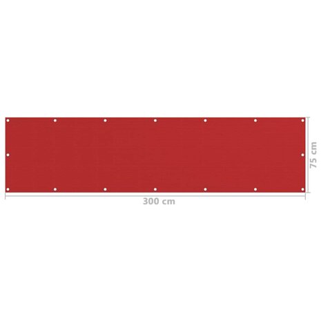 Balkonscherm 75x300 cm HDPE rood 5