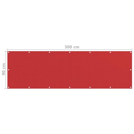 Balkonscherm 90x300 cm HDPE rood 5