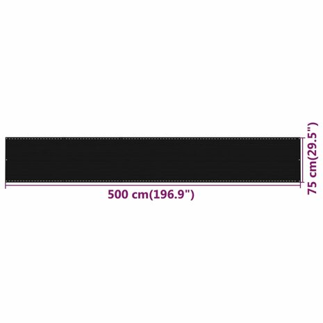 Balkonscherm 75x500 cm HDPE zwart 5