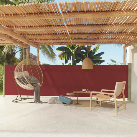 Tuinscherm uittrekbaar 140x600 cm rood 1