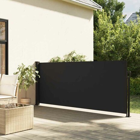 Windscherm uittrekbaar 117x300 cm zwart 1