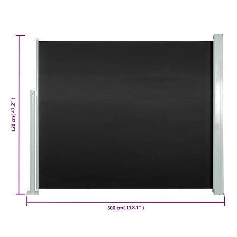 Windscherm uittrekbaar 120x300 cm zwart 7