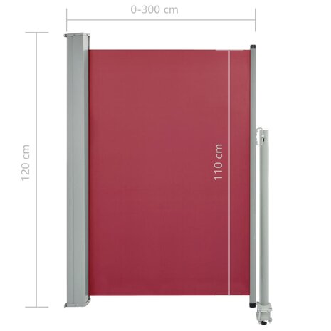 Tuinscherm uittrekbaar 120x300 cm rood 8