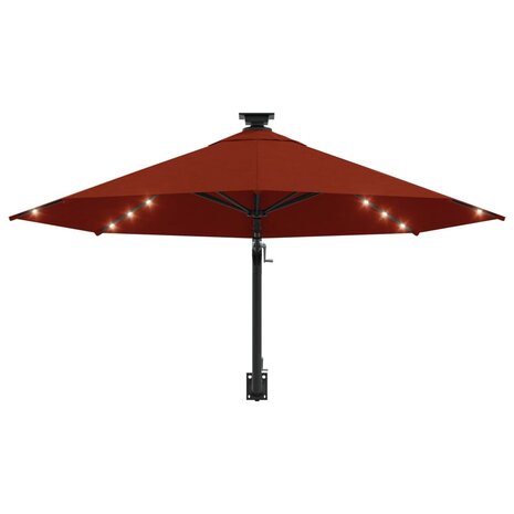 Wandparasol met LED&apos;s 300 cm terracottakleurig 4